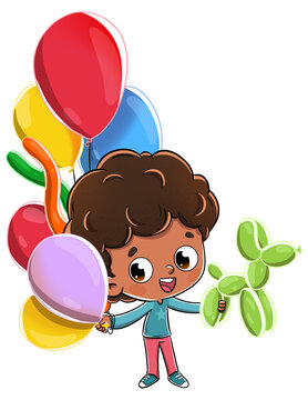 Ni&ntilde;o jugando con globos