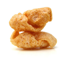 pork rinds on isolated white background