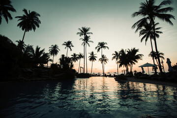 Fototapeta na wymiar Beautiful twilight on a asian tropical sea beach.