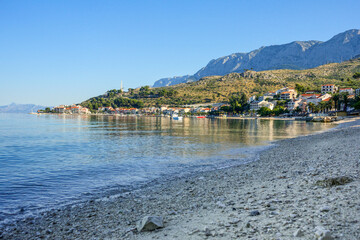 Podgora, Croatia, Makarska / 9th July 2020 Colorful Coastline of Podgora Beach in Croatia
