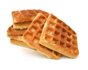 Freshly baked belgium waffles isolated on white background