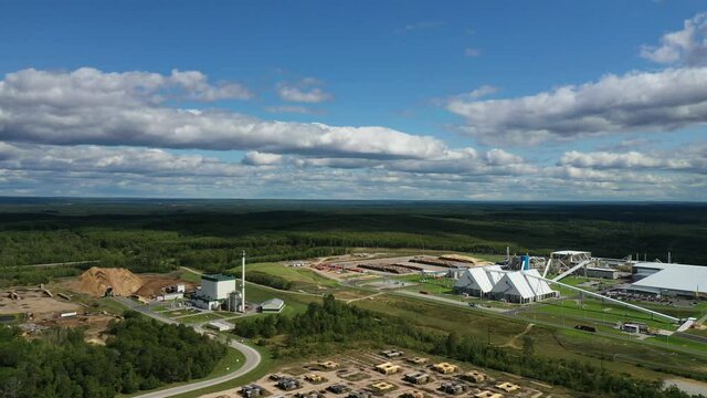 A factory and train yard in Northern Michigan