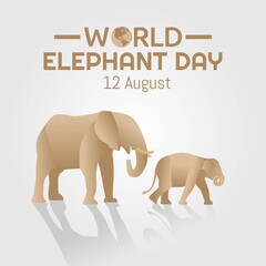 Obraz premium World Elephant Day Vector Illustration 