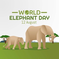 Fototapeta premium World Elephant Day Vector Illustration 