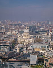 Fototapeta na wymiar An aerial view of London, UK along the River Thames.