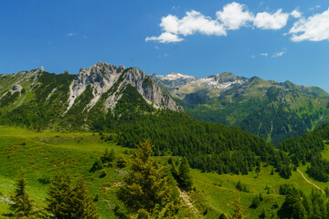 Naklejka na ściany i meble Mountain landscape along the road to Crocedomini pass