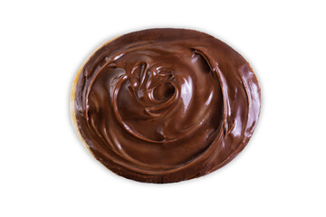Sandwich with chocolate hazelnut pasta on a white isolated background