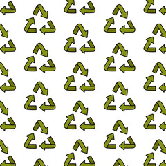 Fototapeta premium recycling symbol seamless doodle pattern, vector color illustration