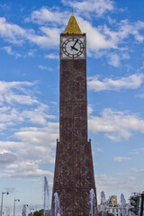 Vertical shot of the Clock tower monument in the central square of Tunis, Tunisia