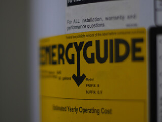 Energy Guide sticker on a new appliance