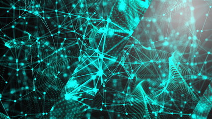 Abstract polygonal space with low polygons. Background with connecting dots and lines. Connection structure. 3d rendering backdrop