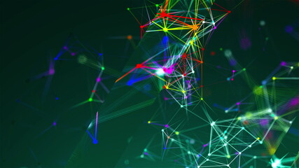 Abstract polygonal space with low polygons. Background with connecting dots and lines. Connection structure. 3d rendering backdrop