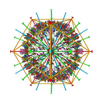 Atomic structure of the human herpesvirus 6B capsid with icosahedral symmetry shown, 3D Gaussian surface model, white background