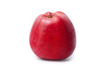 Rip red apple isolated on white background. Fresh organic apple fruit. Clipping path.