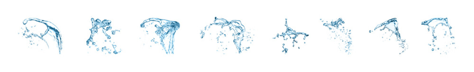 Fototapeta na wymiar Set with clear water splashes on white background. Banner design