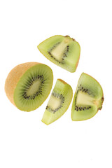 Naklejka na ściany i meble Close up of kiwi fruit and slice kiwi isolated on white background