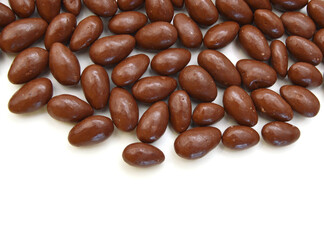 Dark brown Chocolate balls on white background