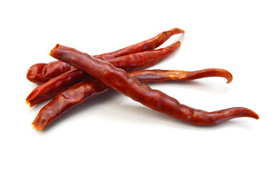 Dry red pepper on white background