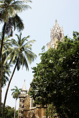 Fototapeta na wymiar colonial architecture in Mumbai, India with tropical forest