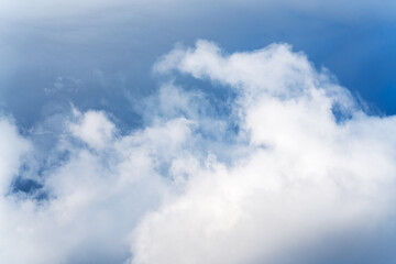 Beautiful thunderstorm clouds in sky. View of natural meteorology background landscape.