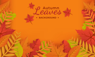 Autumn background vector illustration with bright leaves. Autumn natural leaves Background. Design for greeting card, Sale or promotion poster, flyer, web banner.