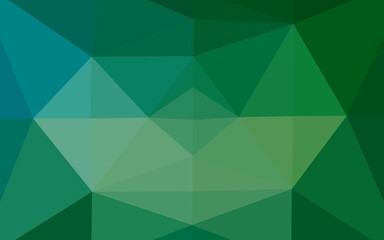 Dark Blue, Green vector low poly texture. Triangular geometric sample with gradient.  Brand new design for your business.
