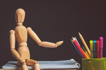 Back to school concept with stationery and dummy © gesrey
