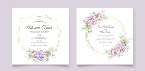 elegant watercolor hydrangea invitation card