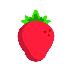 vector eps illustration of red strawberry raspberry with green tail on white background