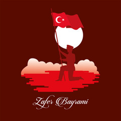 zafer bayrami celebration with soldier waving flag
