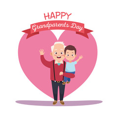 happy grandparents day card with grandfather and grandson