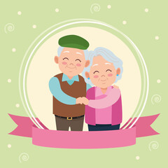 happy grandparents day card with old couple
