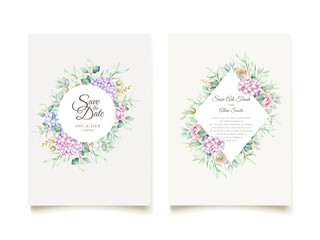 elegant watercolor hydrangea invitation card