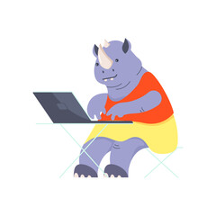 Funny rhino is working