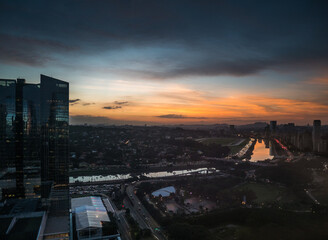 sunset over the city of sao paulo