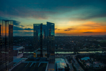 sunset over the city of sao paulo