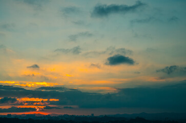 sunset over the city of sao paulo