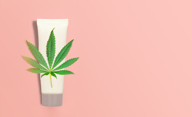 CBD Cannabis Hemp topical cream balm with cannabis leaf - obrazy, fototapety, plakaty