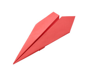 Handmade red paper plane isolated on white