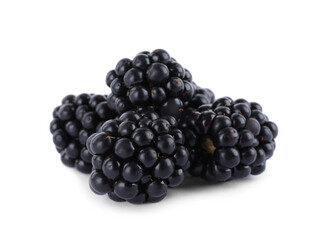 Beautiful tasty ripe blackberries on white background