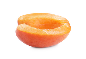 Half of delicious ripe apricot isolated on white