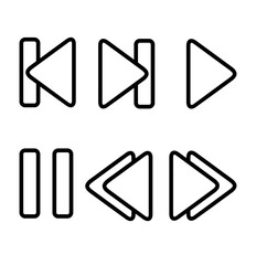 Media player buttons. Pause icon. Music player buttons. Ui elements. Ui template. Media Icons. Musical Buttons. Black icons. Vector icon. Color easy to edit. Transparent background.