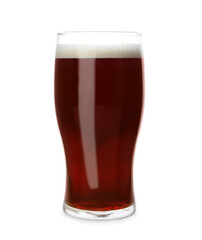 Glass of delicious kvass isolated on white