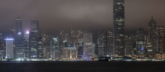 view on skyline hong kong at night