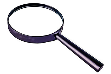 A black magnifying glass on white background, isolated.