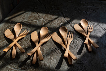 baboo wooden utensils, practical and natural for lunch