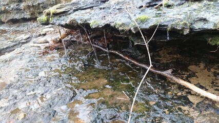 water dripping off rocks