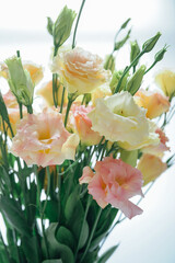 Lisianthus bouquet on white background 