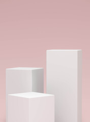 3d render, abstract pink background ,podium shelf or empty pedestal display