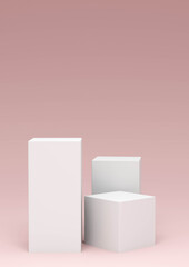 3d render, abstract pink background ,podium shelf or empty pedestal display